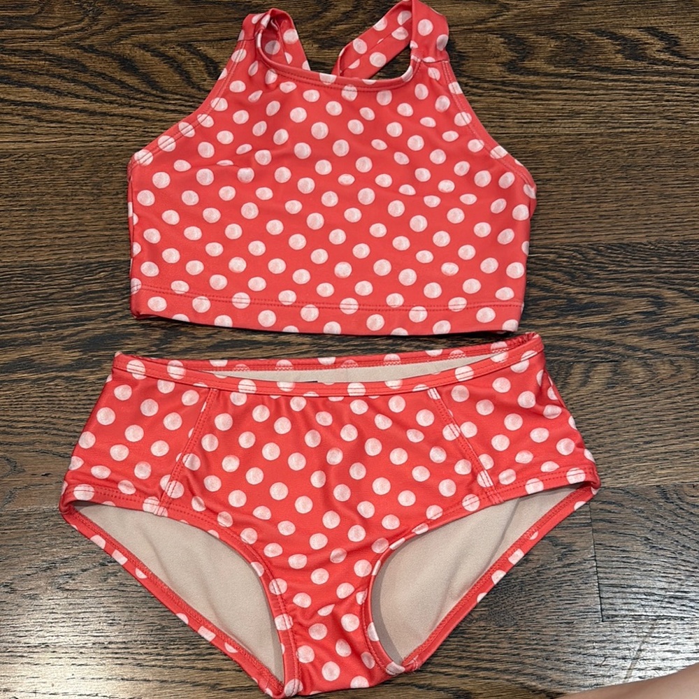 Tea Girls Red Polka Dot Bikini Set - size 7
